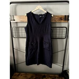 Karl Lagerfeld Women's Navy Blue Boucle Dress | Size 14